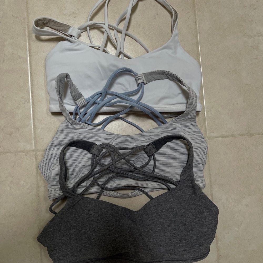 LULULEMON Sports Bra Set - White, Gray, and Dark Gray SIZE 4, SET!